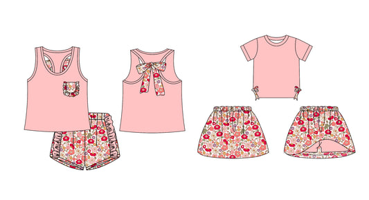 12.13 custom each style moq 5eta 4-6week Sibling Sister floral baby girl short sleeve shorts sets and dresses match design