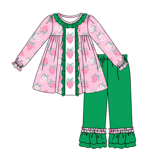 8.1 custom each style moq 5eta 4-6week Sibling Sister strawberry pink baby girls sets and dress and rompers match family design