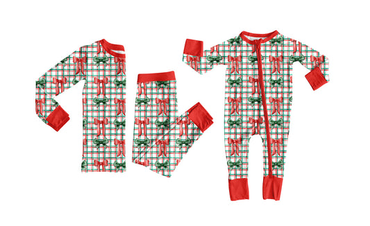 25.7.25 custom each style moq 5eta 4-6week Sibling Sister Christmas bow baby boy long sleeve pants sets and rompers match family design