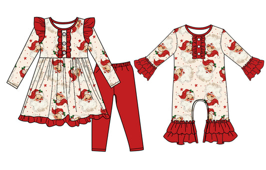 25.7.2 custom each style moq 5eta 4-6week Sibling Sisters Christmas baby girl long sleeve pants sets and rompers match family design