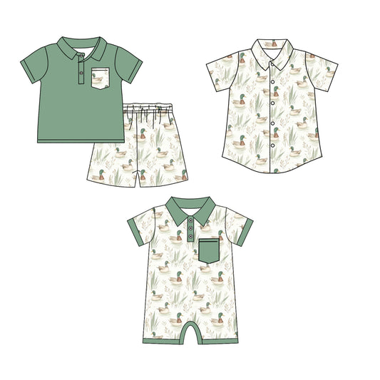 11.13 custom each style moq 5eta 4-6week Sibling Sister duck baby girl short sleeve shorts sets and sets and boy romper and top match design