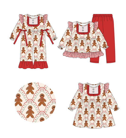 25.7.26 custom each style moq 5eta 4-6week Sibling Sisters Christmas baby girl long sleeve pants sets and dress and rompers match family design