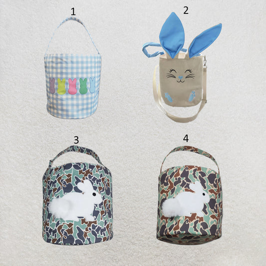 RTS NO MOQ Sibling Bags Toddler Kids Embroidery Rabbit Easter Print Basket Bags