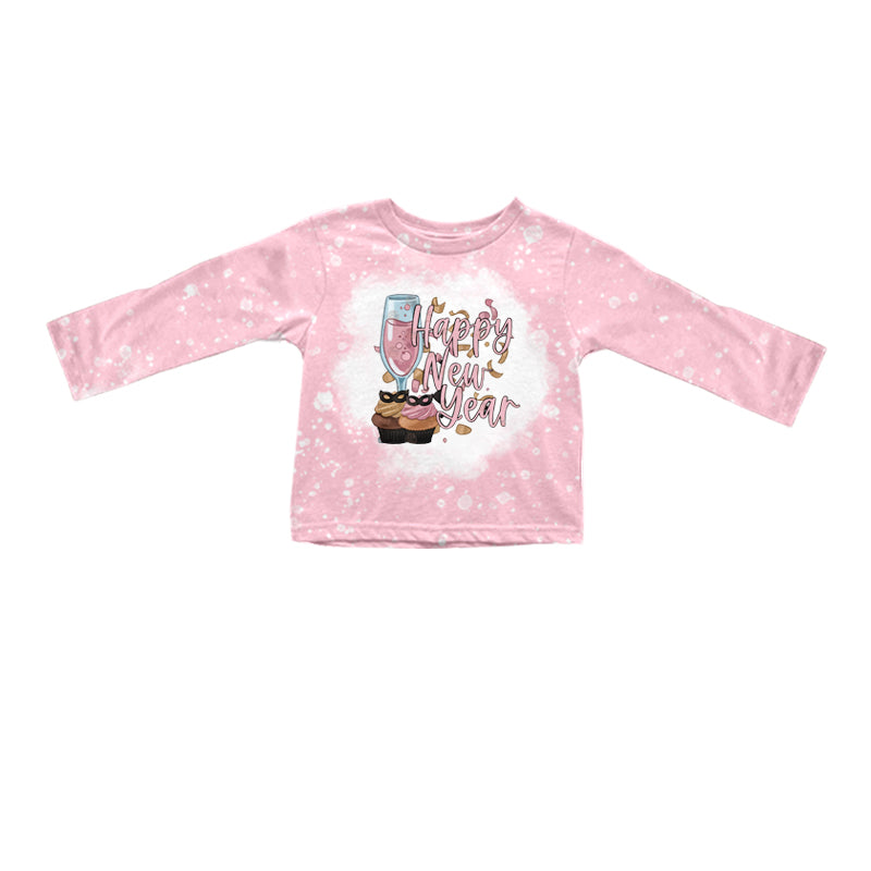 7.22 custom each style moq 5 eta 4-6week baby boys clothes HAPPY NEW YEAR pink long sleeve top