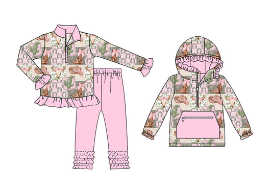 25.8.2 custom each style moq 5eta 4-6week Sibling Sisters boot hats baby girl long sleeve pants sets and top match family design