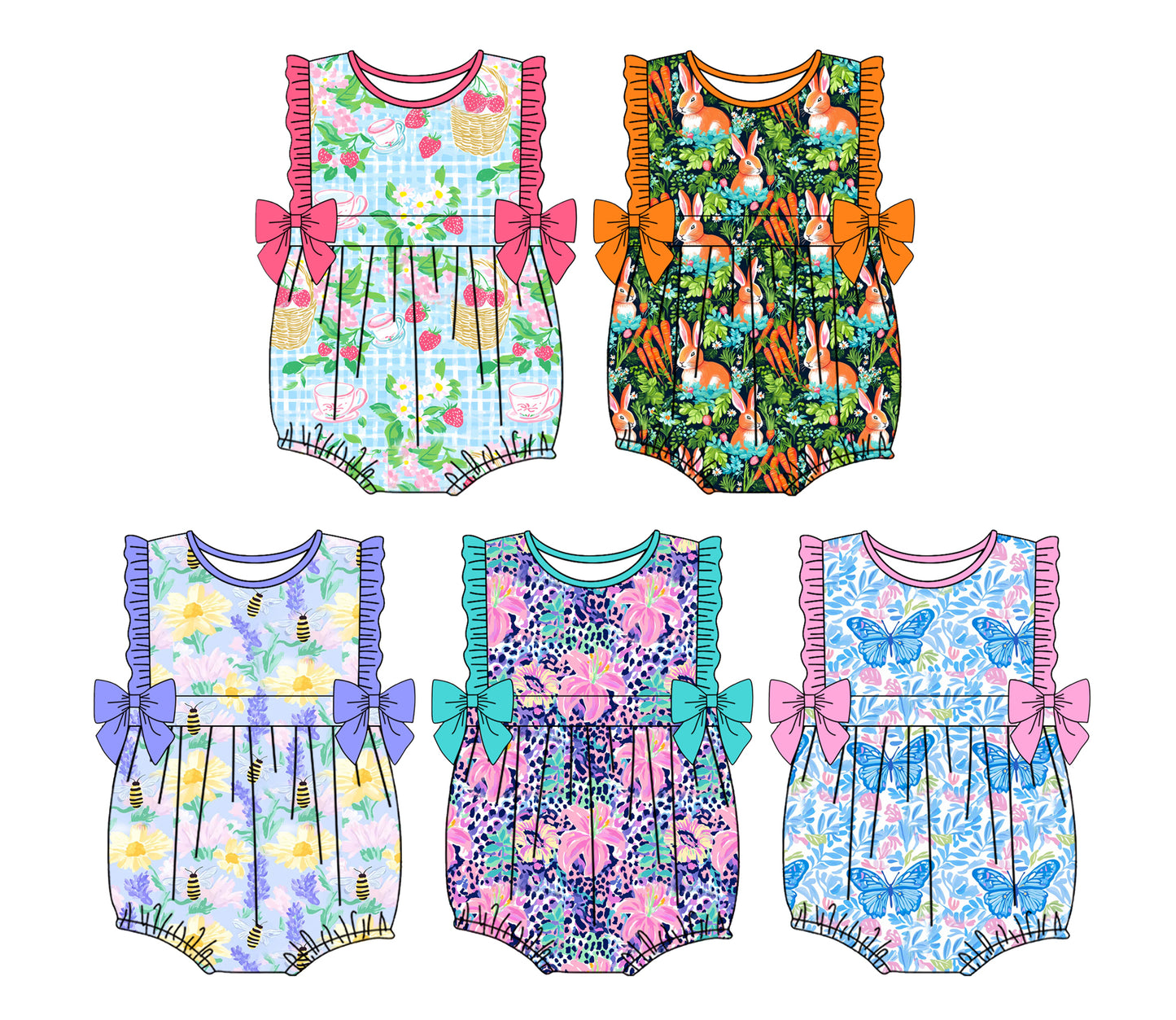 25.11.11 custom each style moq 5 eta 6-8week Sibling Sisters baby girl clothes short sleeve rompers 5 match family design