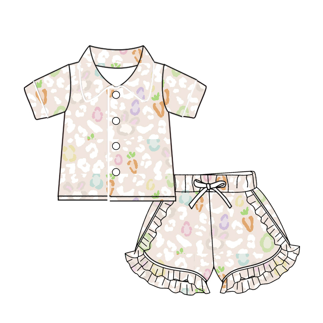 10.22 custom each style moq 5eta 4-6week baby kids clothes leopard short sleeve shorts pajamas sets