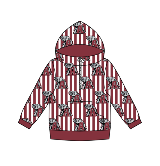 Custom moq 5 mix size milk silk summer team baby boy clothes brick red hooded long sleeve top-25.10.27
