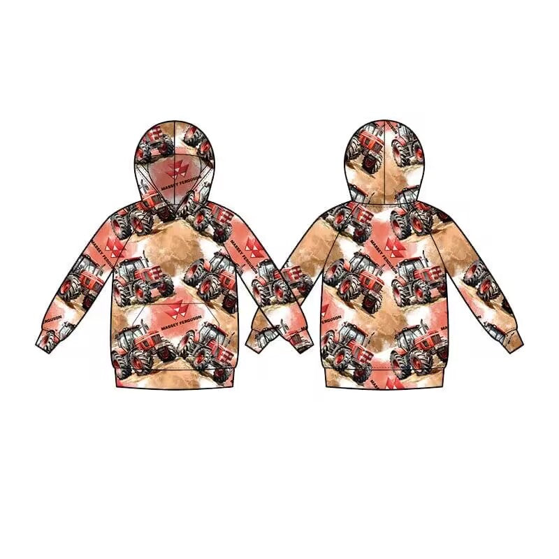 custom moq 5 eta 4-5 weeks baby boys clothes toddler boy excavator red hooded long sleeve summer top