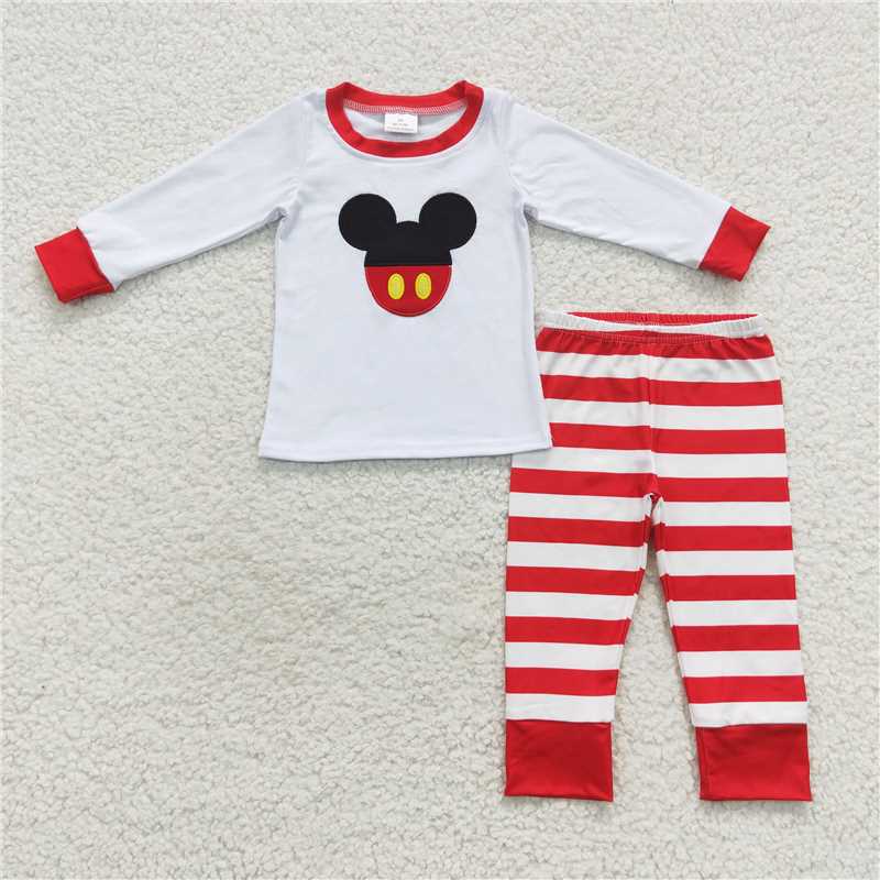 RTS NO MOQ（In Stock) BLP0205 Baby Boys embroidery Top Pants Outfits Sets
