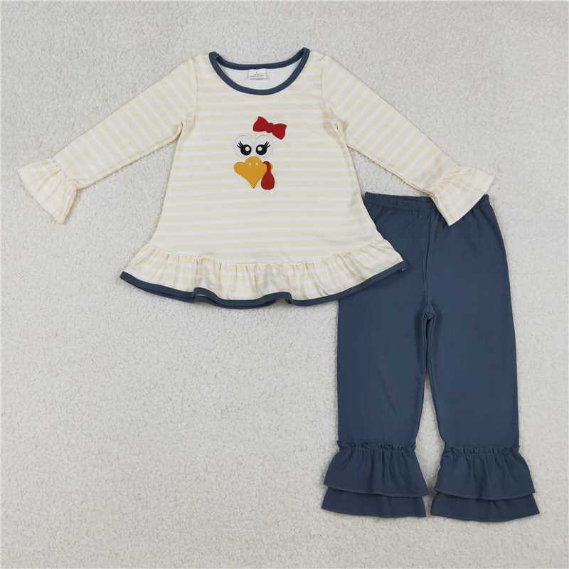 Baby Girls Thanksgiving Bow Turkey Striped Ruffle Romper & Tunic Ruffle Pants Collection
