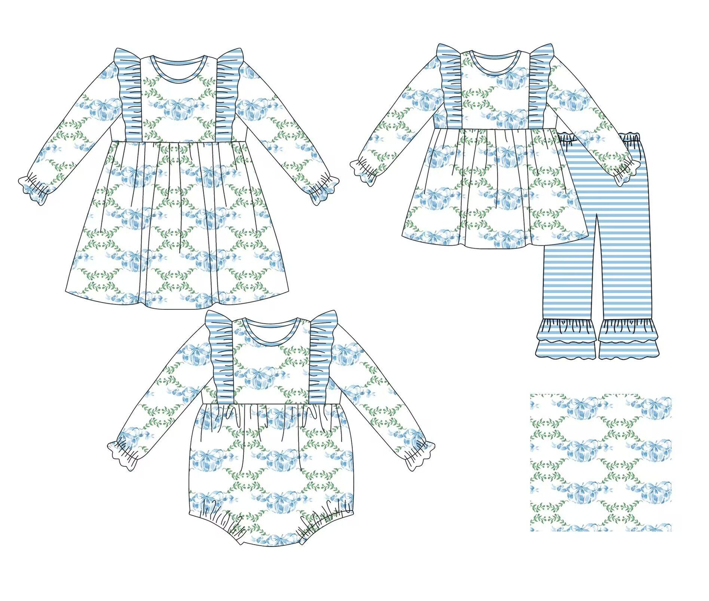 Custom moq 5 each style eta 6-7weeks baby girl clothes bow long sleeve pants sets and romper and dress -25.8.25