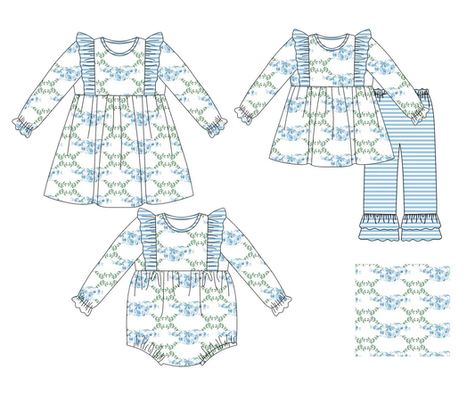 Custom moq 5 each style eta 6-7weeks baby girl clothes bow long sleeve pants sets and romper and dress -25.8.25
