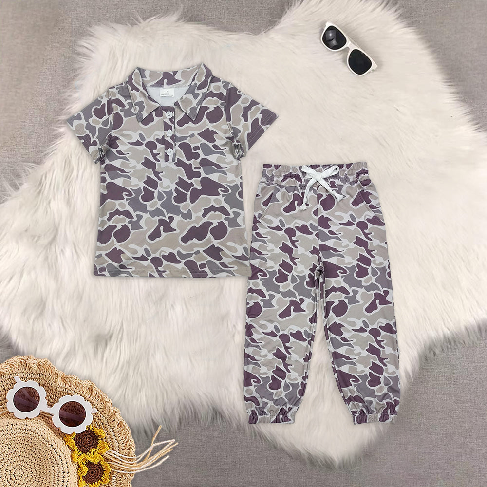 RTS NO MOQ baby boy clothes camouflage short sleeve pants Sets