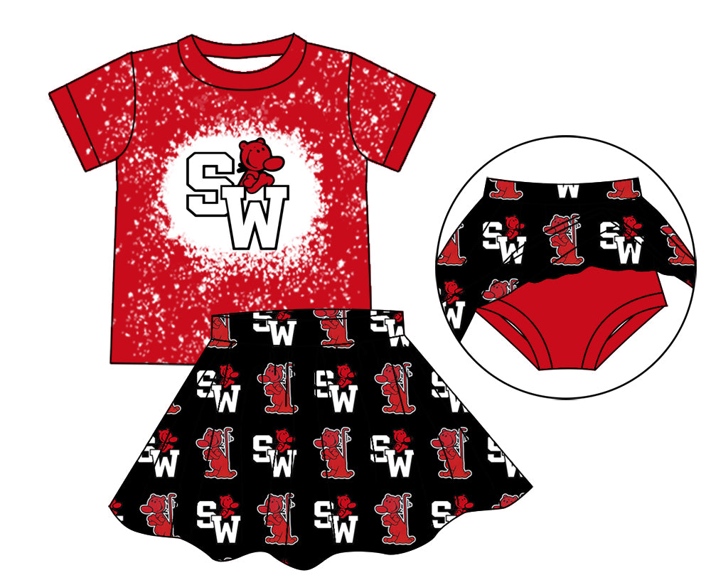 mascot   Jeeps  skirt black  red, white & black with the mascot custom school set