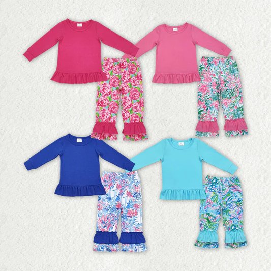RTS NO MOQ Baby Girl Flower Long Sleeve Trousers Set