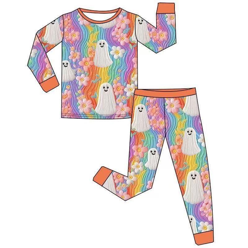 Custom moq 5 each style eta 6-7weeks baby girlclothes ghost long sleeve pants and romper