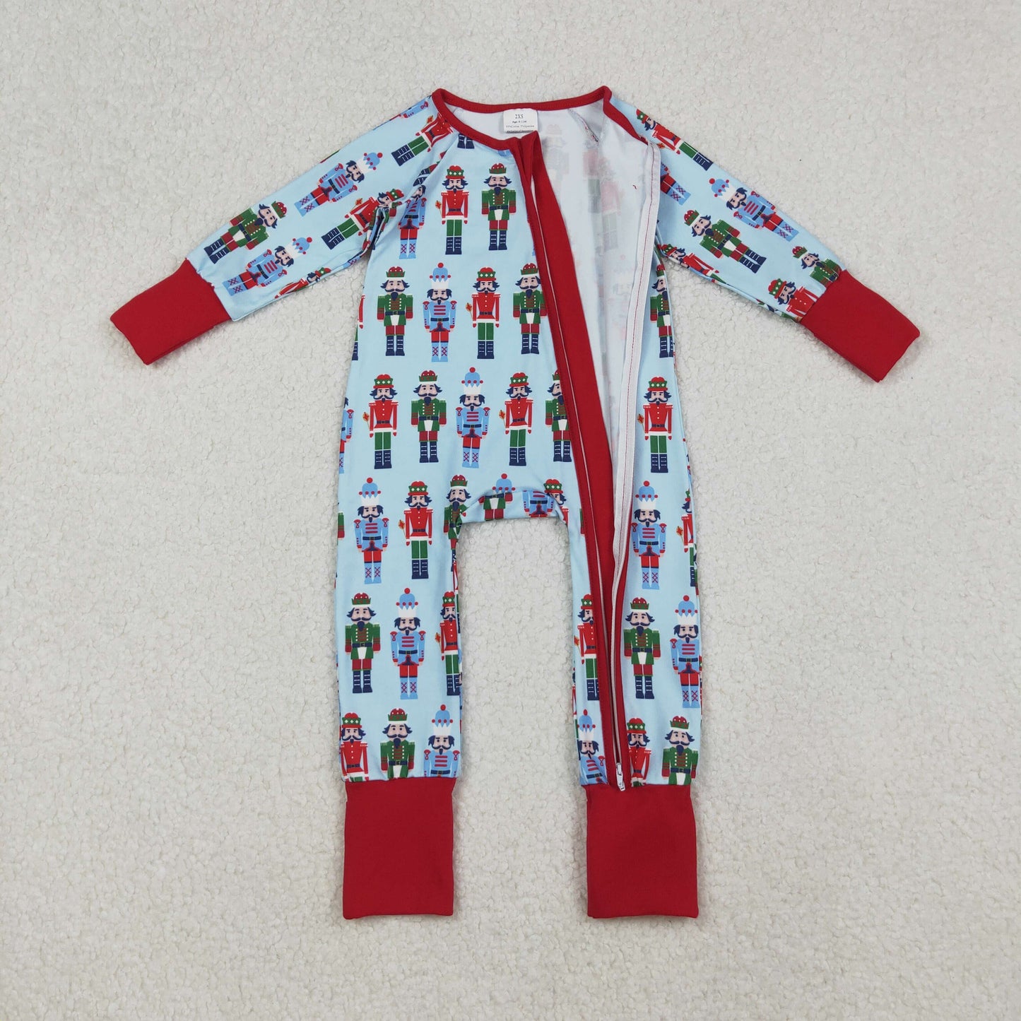 RTS NO MOQ（In Stock) LR2599 Christmas Nutcracker blue zip-up long-sleeved bodysuit