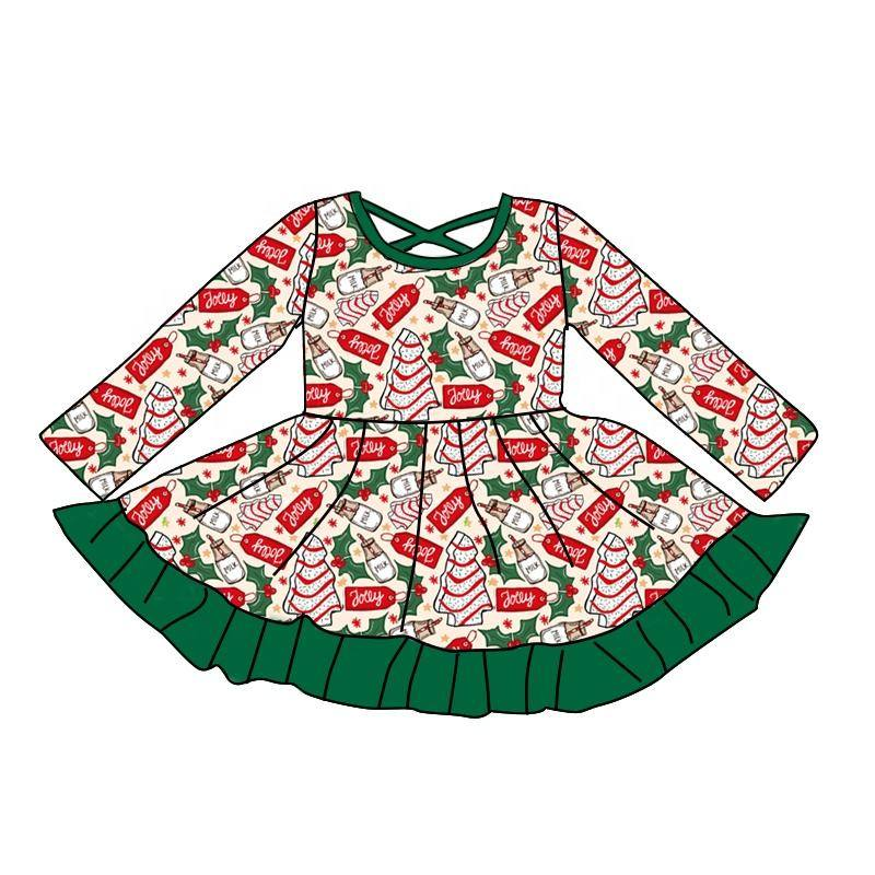 Custom moq 5 each style eta 6-7weeks baby girl clothes Christmas long sleeve dress-25.8.7