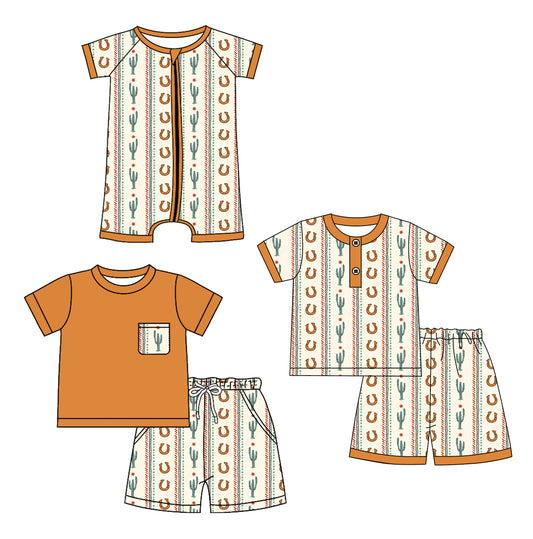 12.24 custom each style moq 5eta 4-6week Sibling Sister catcus baby boy short sleeve shorts set 1 and sets 2 and boy romper match design