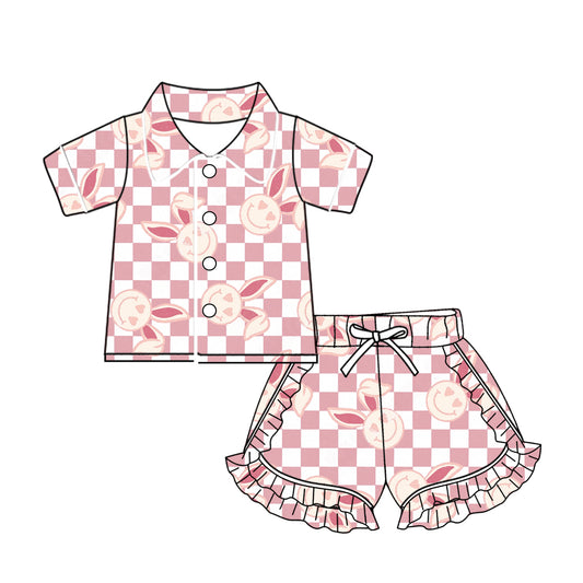 10.22 custom each style moq 5eta 4-6week baby kids clothes easter smiley short sleeve shorts pajamas sets