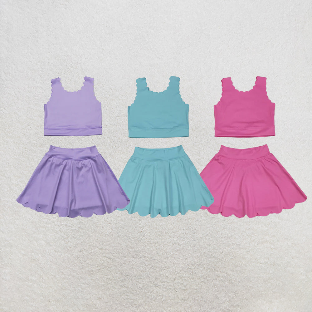 RTS NO MOQ Sibling Baby Girls  Shirts Skirt Shorts Bottom Yoga Active Clothes Sets