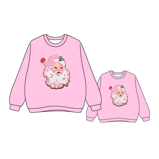 25.7.7 custom each style moq 5eta 4-6week Sibling Sister Christmas pink long sleeve top and adult top match design