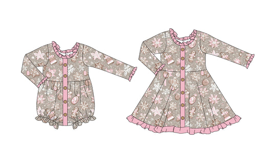 25.6.5 custom each style moq 5eta 4-6week Sibling Sisters Christmas baby girl long sleeve dress and rompers match family design