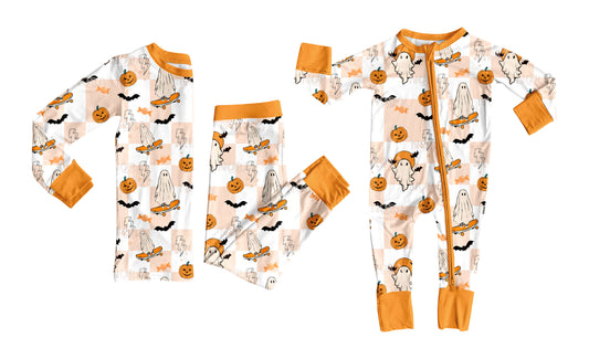 25.7.1 custom each style moq 5eta 4-6week Sibling Sisters pumpkin bat baby boy long sleeve pants sets and rompers match family design