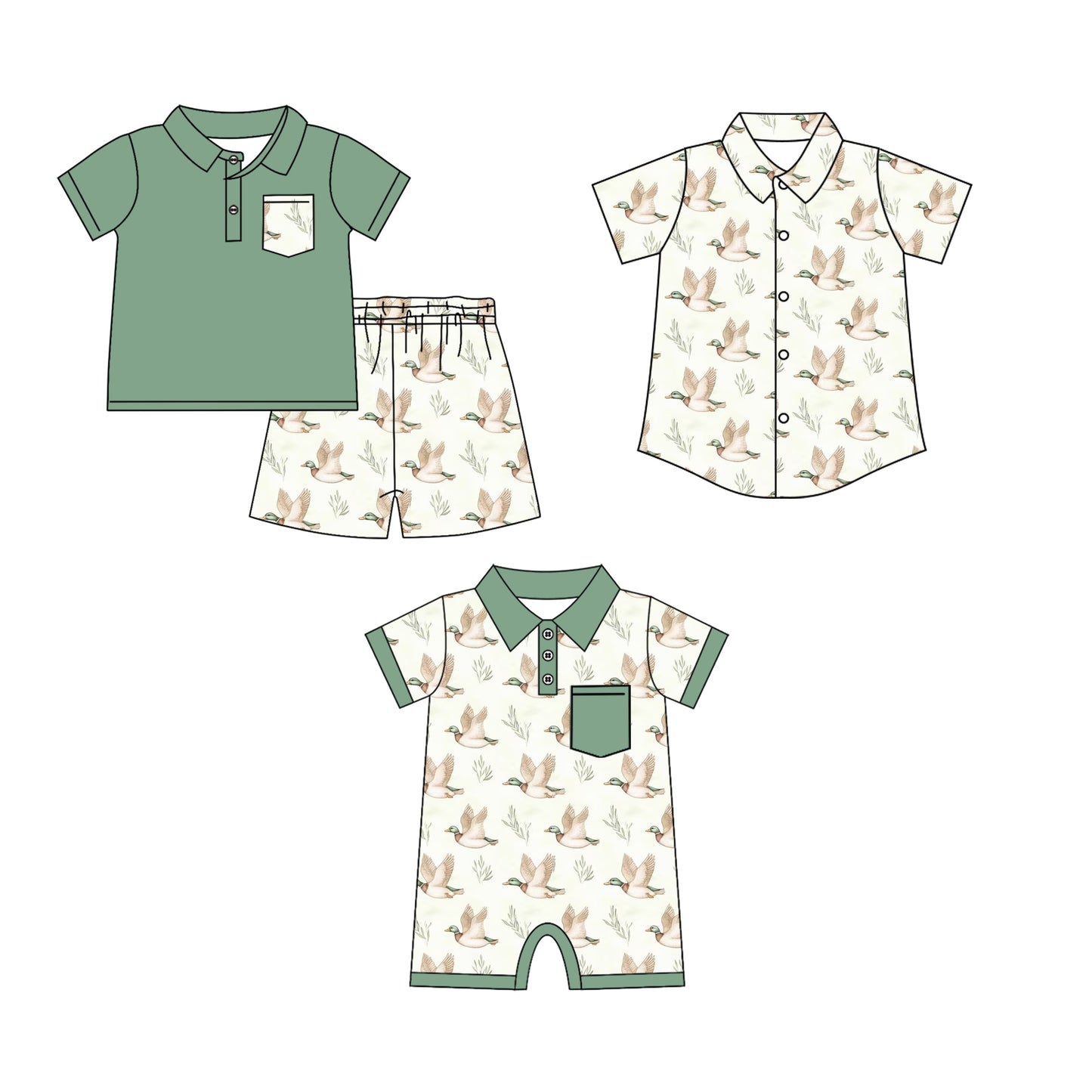 11.13 custom each style moq 5eta 4-6week Sibling Sister duck baby girl short sleeve shorts sets and sets and boy romper and top match design