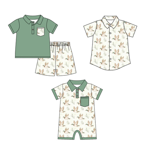 11.13 custom each style moq 5eta 4-6week Sibling Sister duck baby girl short sleeve shorts sets and sets and boy romper and top match design