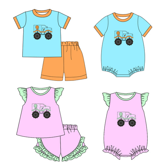25.11.8 custom each style moq 5 eta 6-8week Sibling Sister baby short sleeve shorts sets 2 and romper 2 match design