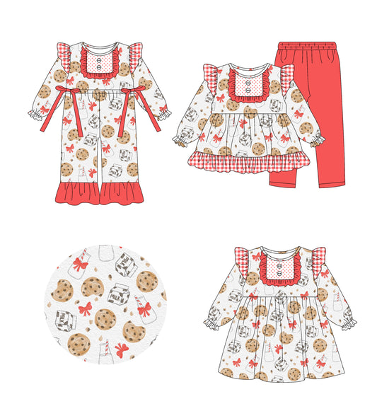 25.7.26 custom each style moq 5eta 4-6week Sibling Sisters Christmas baby girl long sleeve pants sets and dress and rompers match family design