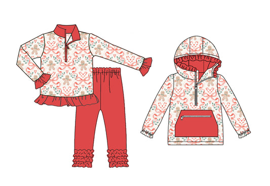25.8.20 custom each style moq 5eta 4-6week Sibling Sisters Christmas bow baby girl long sleeve pants sets and top match family design