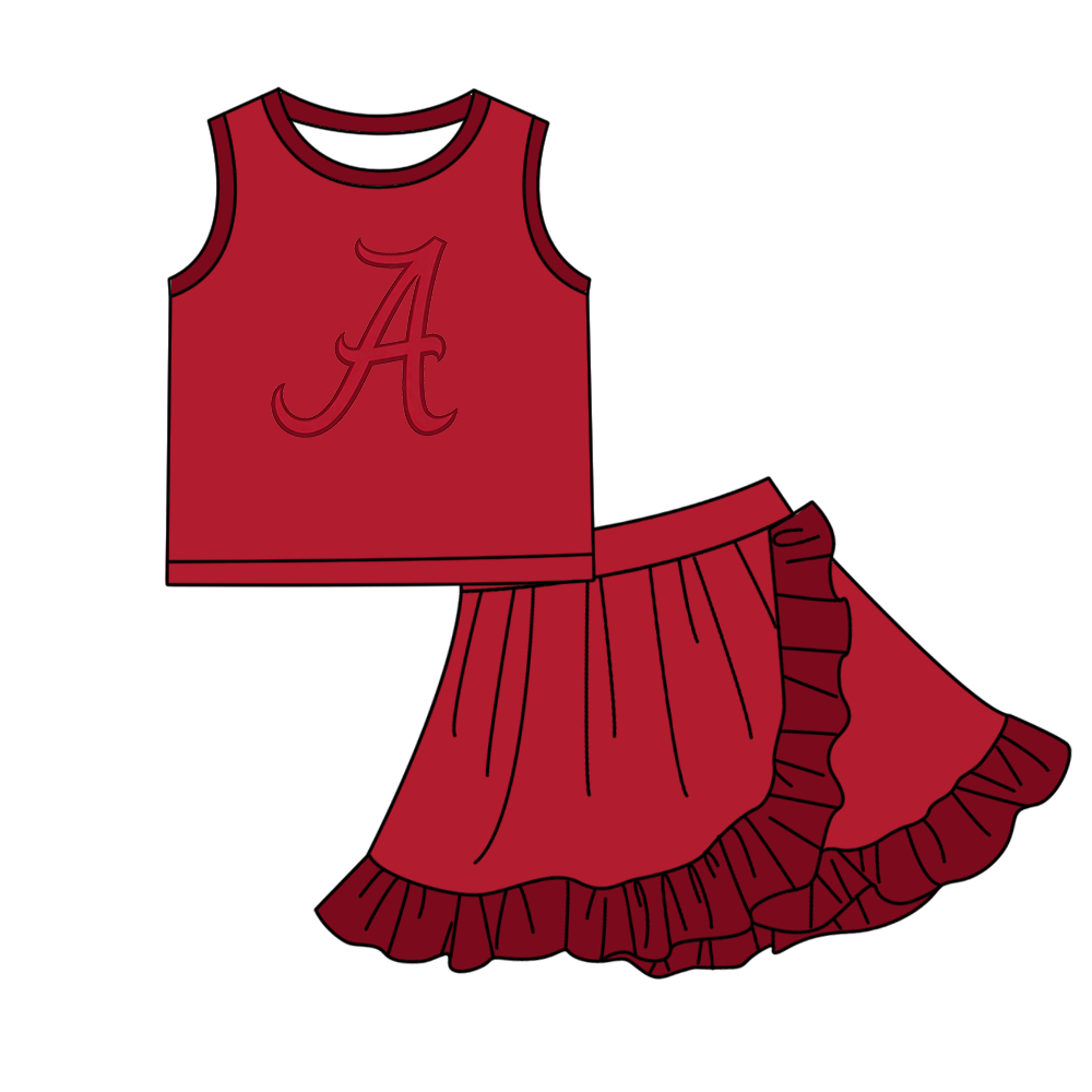 custom moq 5 mix size MSD072509 Baby Girls Sleeveless Top Matching Skort Two Piece Yoga Active Clothes Set