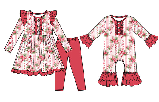 25.7.2 custom each style moq 5eta 4-6week Sibling Sisters Christmas baby girl long sleeve pants sets and rompers match family design
