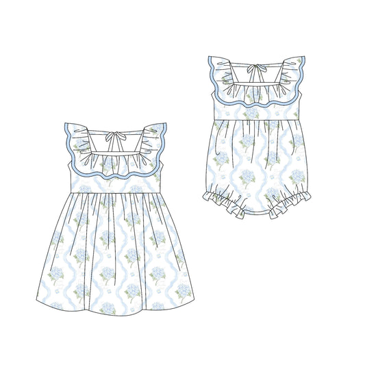 2.28 custom each style moq 5eta 4-6week Sibling Sister floral baby girl short sleeve dress and rompers match family design