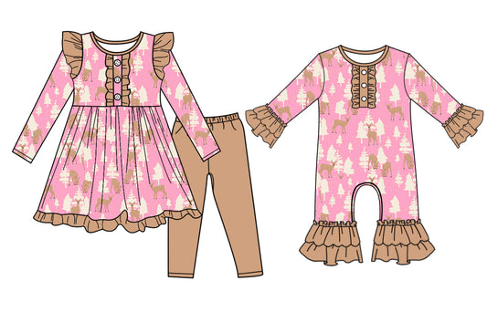 25.7.30 custom each style moq 5eta 4-6week Sibling Sister Christmas baby girl long sleeve pants sets and rompers match family design