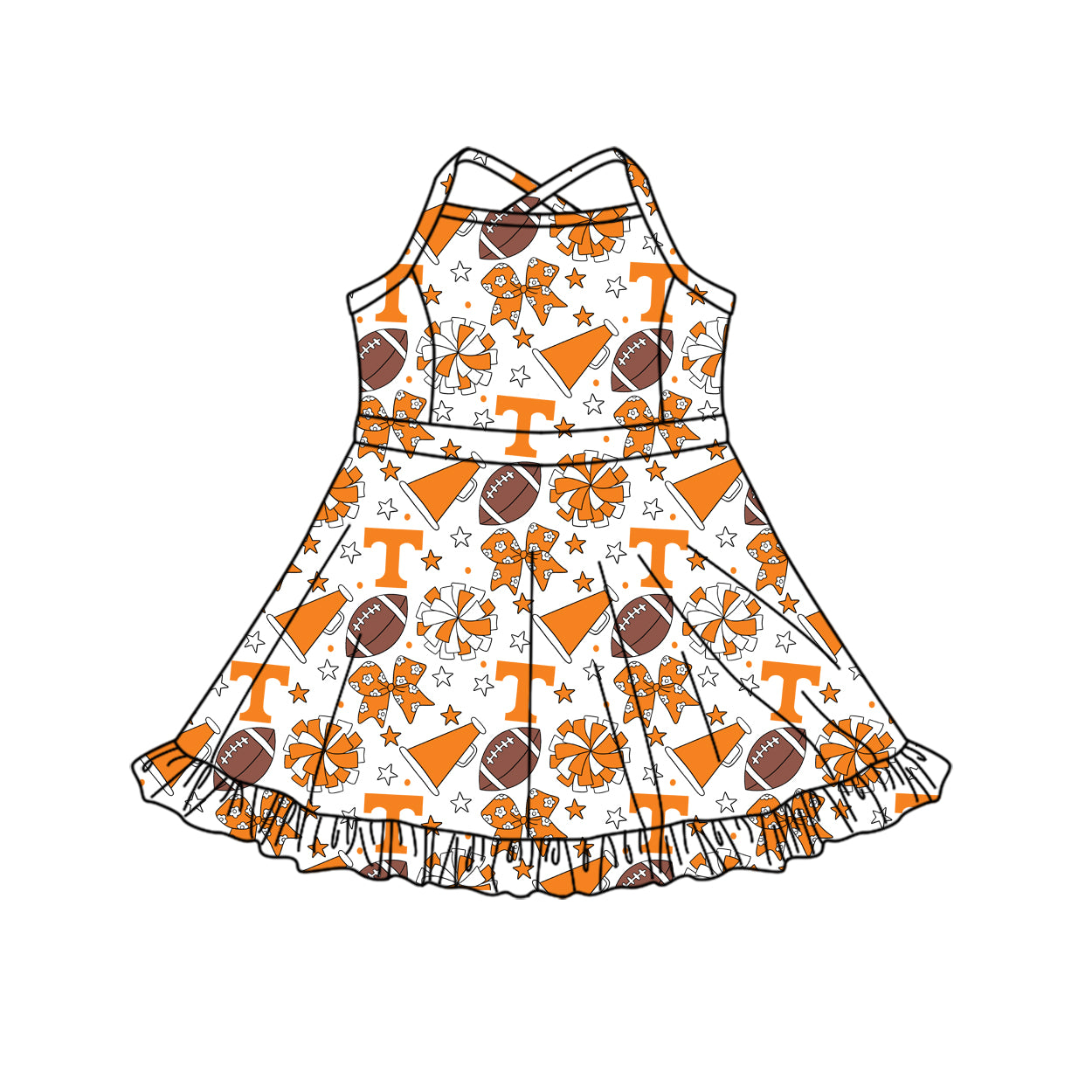 Custom moq 5 mix size milk silk summer teams Baby Girls Strap Stars Bows Yoga Ruffle Knee Length Dresses Activity Wear Cute Fashionable Kids Clothing