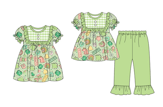 25.9.16 custom each style moq 5eta 6-8week Sibling Sisters baby girl short sleeve pants sets and dress match family design