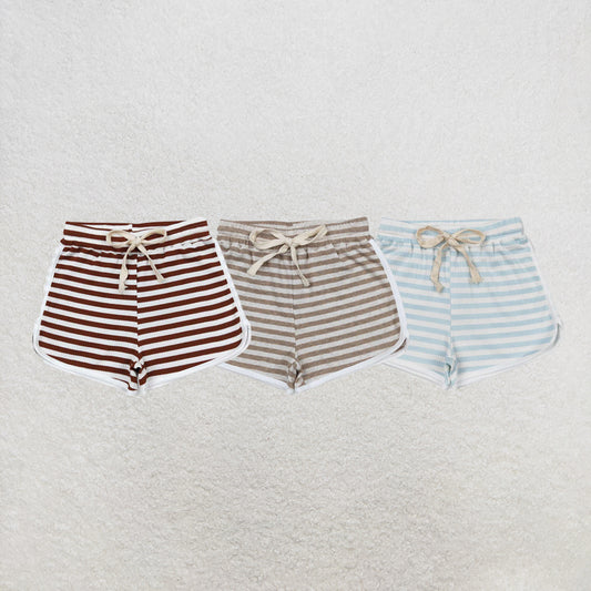 RTS NO MOQ Sibling Baby Girls Stripes Summer Sports Design Shorts