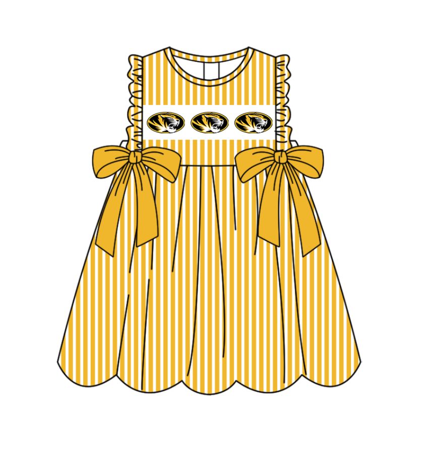 Custom moq 5 mix size milk silk baby girl clothes team summer yellow sleeveless dress-25.11.25