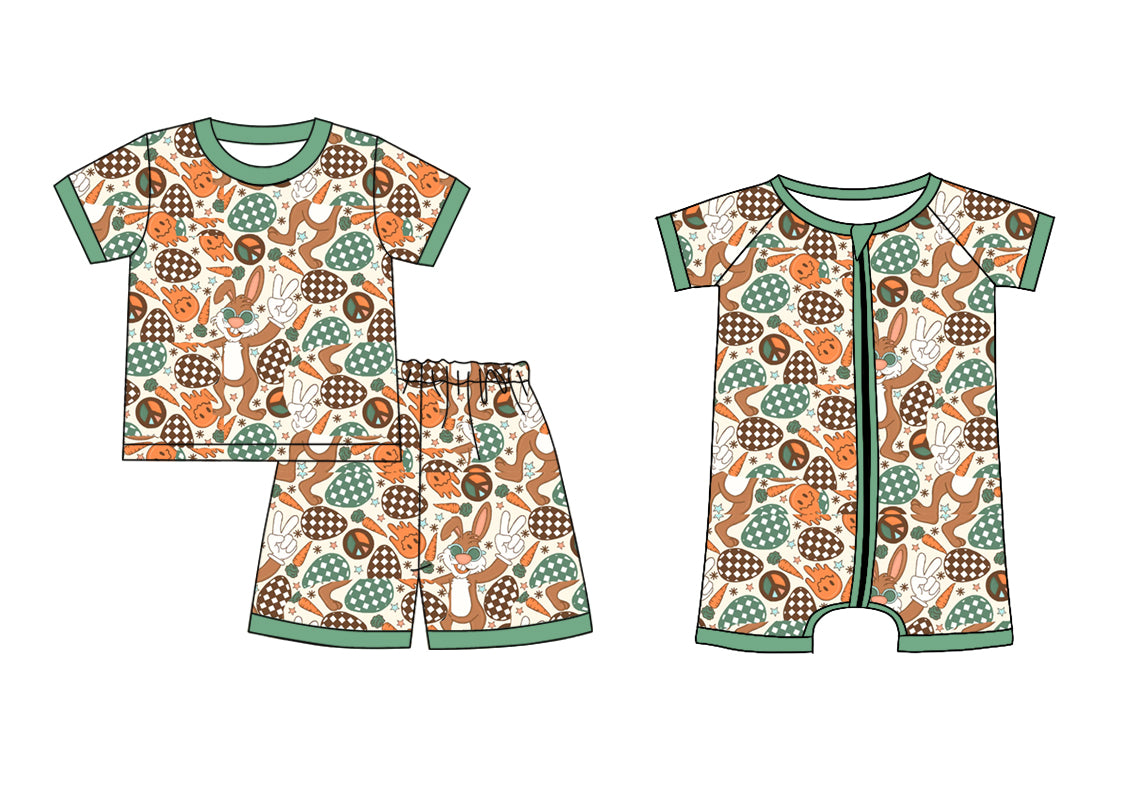 12.3 custom each style moq 5eta 4-6week Sibling Sister easter rabbit baby girl short sleeve shorts sets and rompers match design