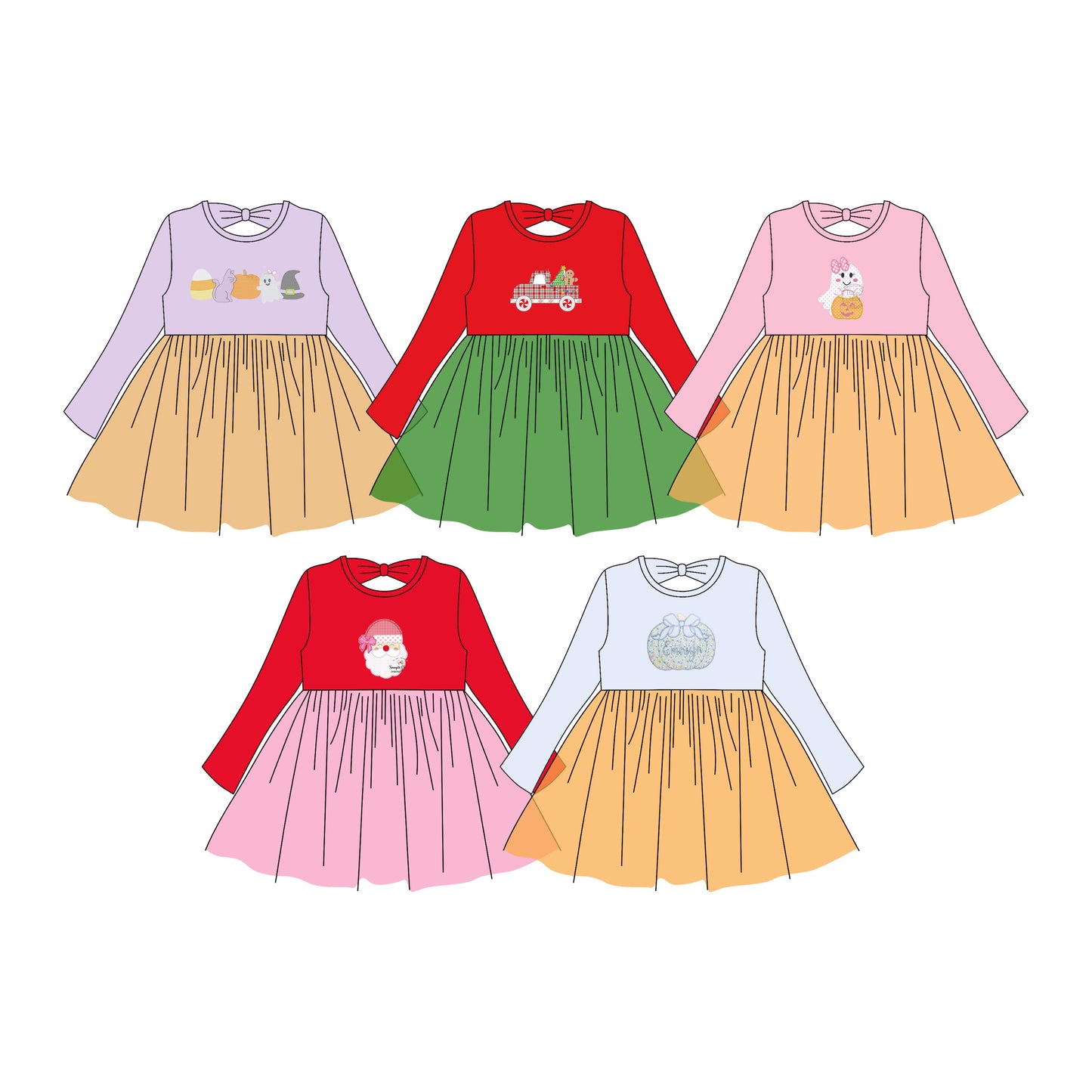 25.6.23 custom each style moq 5eta 4-6week Sibling Sisters Christmas baby girl long sleeve dress 1 and dress 5 match family design