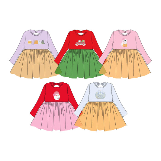 25.6.23 custom each style moq 5eta 4-6week Sibling Sisters Christmas baby girl long sleeve dress 1 and dress 5 match family design