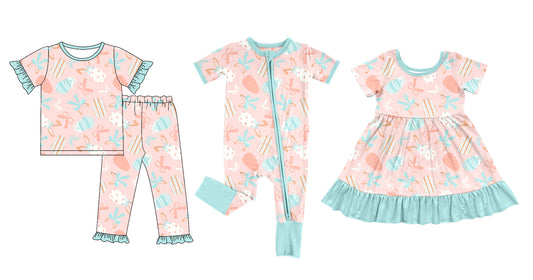 25.9.13 custom each style moq 5eta 6-8week Sibling Sisters bow baby girl short sleeve pants sets and dress and rompers match family design