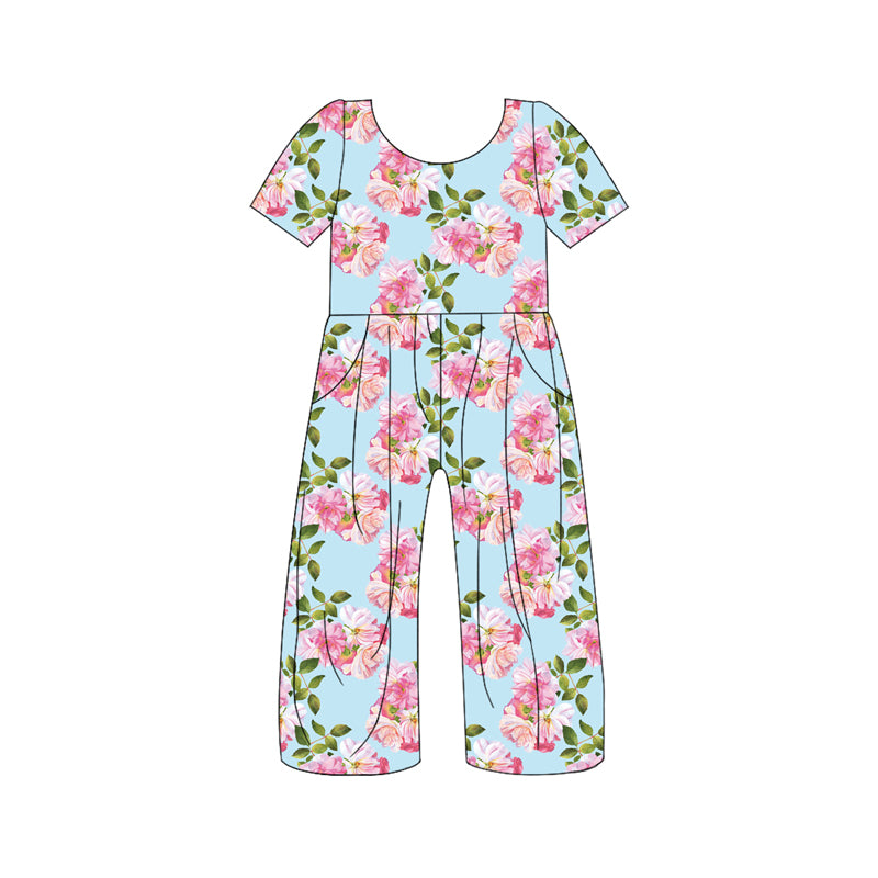 10.21 custom each style moq 5eta 4-6week baby girls clothes floral pink short sleeve baby girls jumpsuit