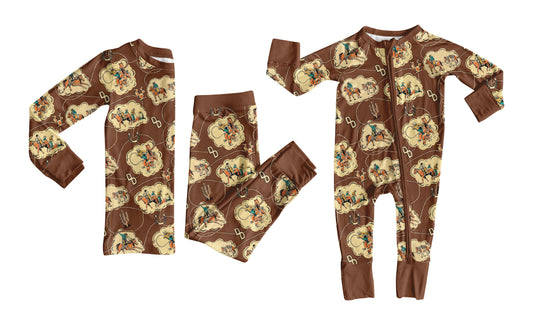 25.6.19 custom each style moq 5eta 4-6week Sibling Sisters riding horse baby boy long sleeve pants sets and rompers match family design
