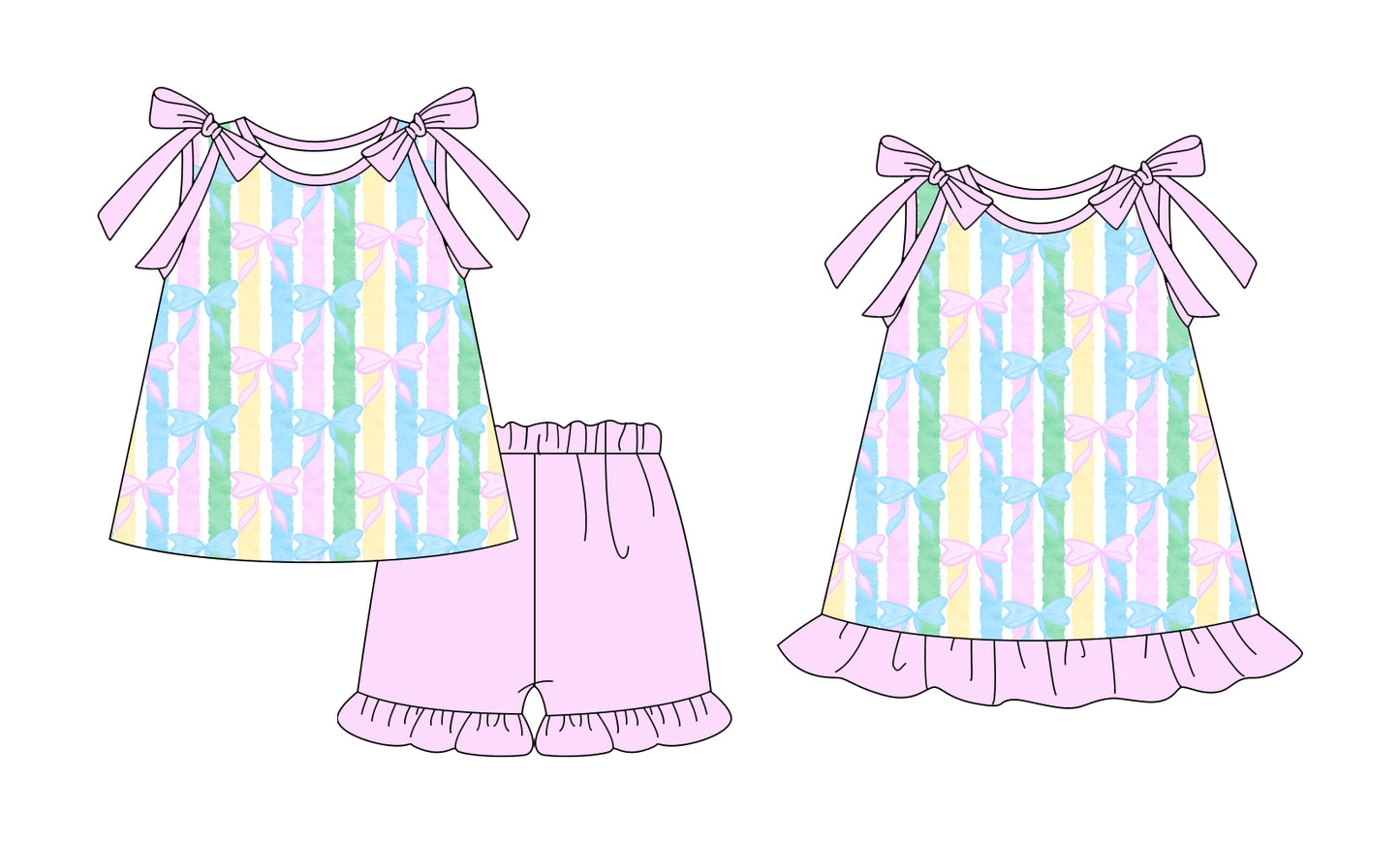 25.12.13 custom each style moq 5 eta 6-8week Sibling Sister bow baby short sleeve shorts sets and dress match design