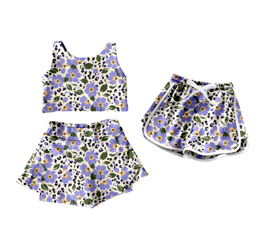 4.9 custom each style moq 5eta 4-6week Sibling Sister floral baby girls clothes Short sleeve yoga dress and shorts match family design